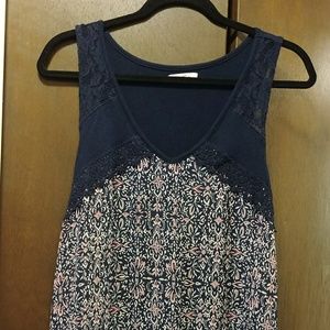 Floral Tank with Lace Accents